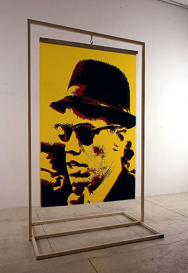 Rancillac. Rétrospective : Bernard Rancillac. Malcolm X, 1968, sérigraphie sur 2 plexis, attache, 180 x120cm, Musée d’art contemporain (Mac), Marseille